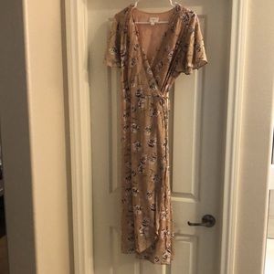 Blush -Swiss Dot -Wrap -Midi Length Dress